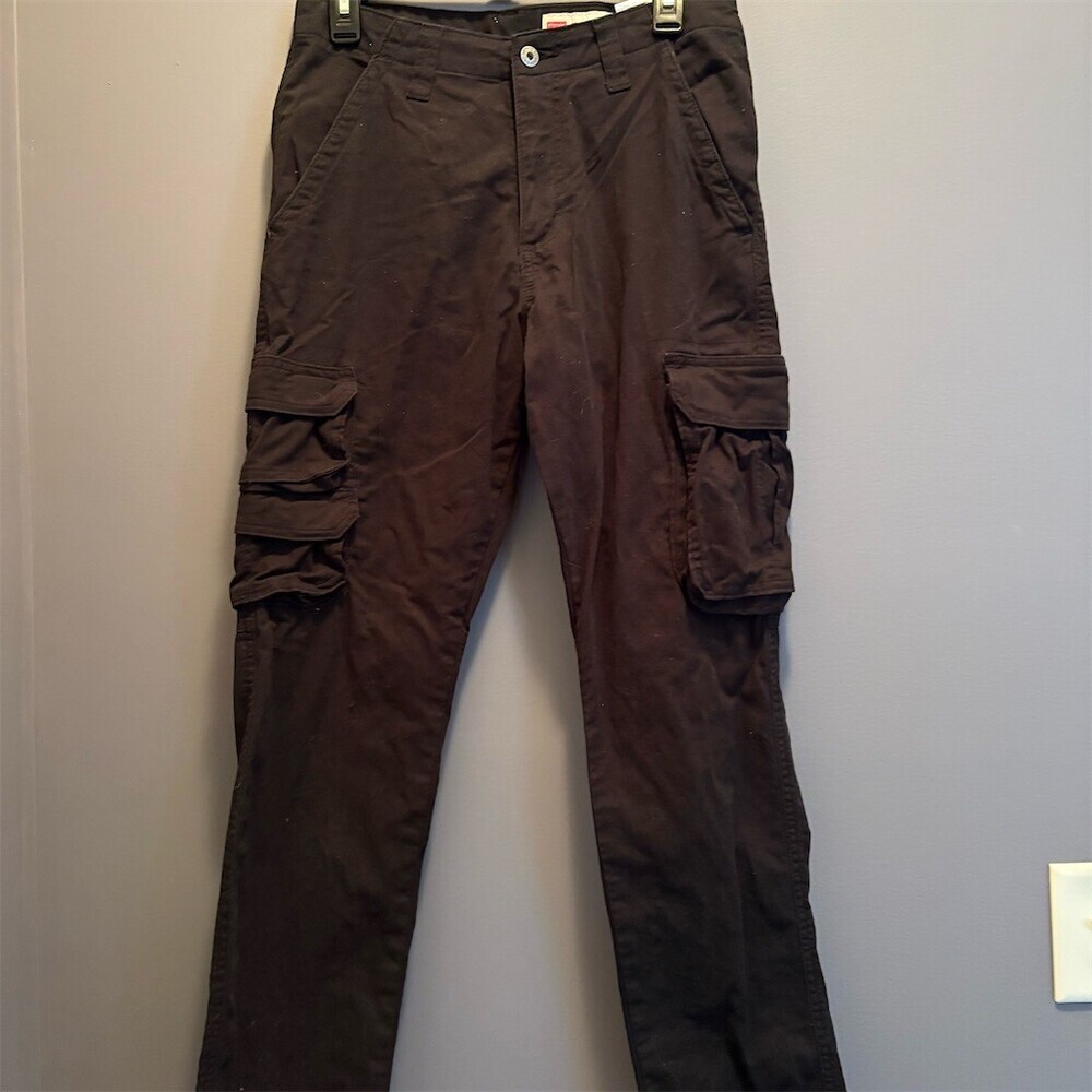 Wrangler Men's Cargo Pants Black Taper Fit Stretch Multipocket Size 30x30 - Picture 1 of 10